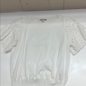 Nanette Lepore White Eyelet Sleeve Blouse
